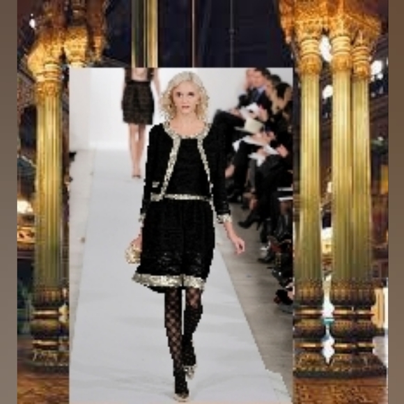 *$4,300 OSCAR DE LA RENTA GORGEOUS BLACK SILVER SILK RUNWAY DRESS US 10 L - Picture 3 of 12